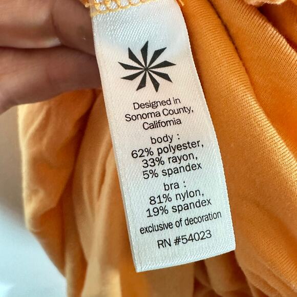 Athleta T Racerback Bodycon Dress with Ruching Womans M Tangerine Glo - Picture 10 of 11